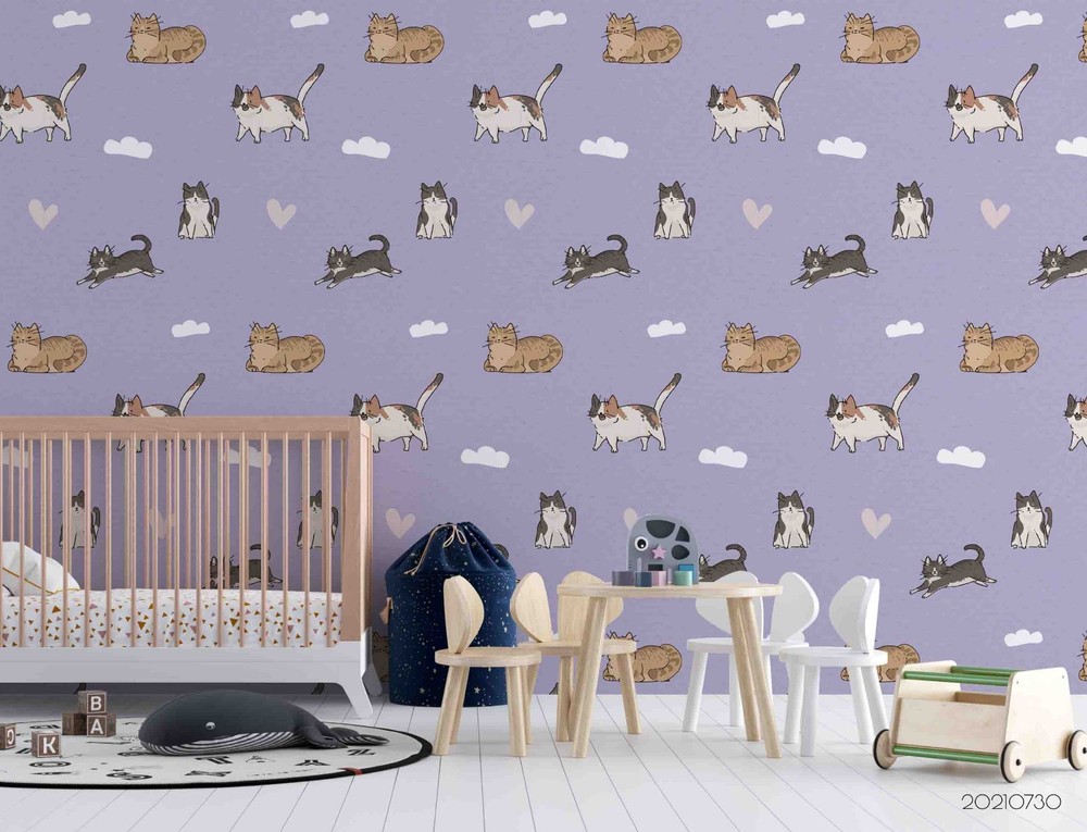 3D Hand Drawn Cat Pattern Wall Murals Wallpaper Murals Wall Sticker
