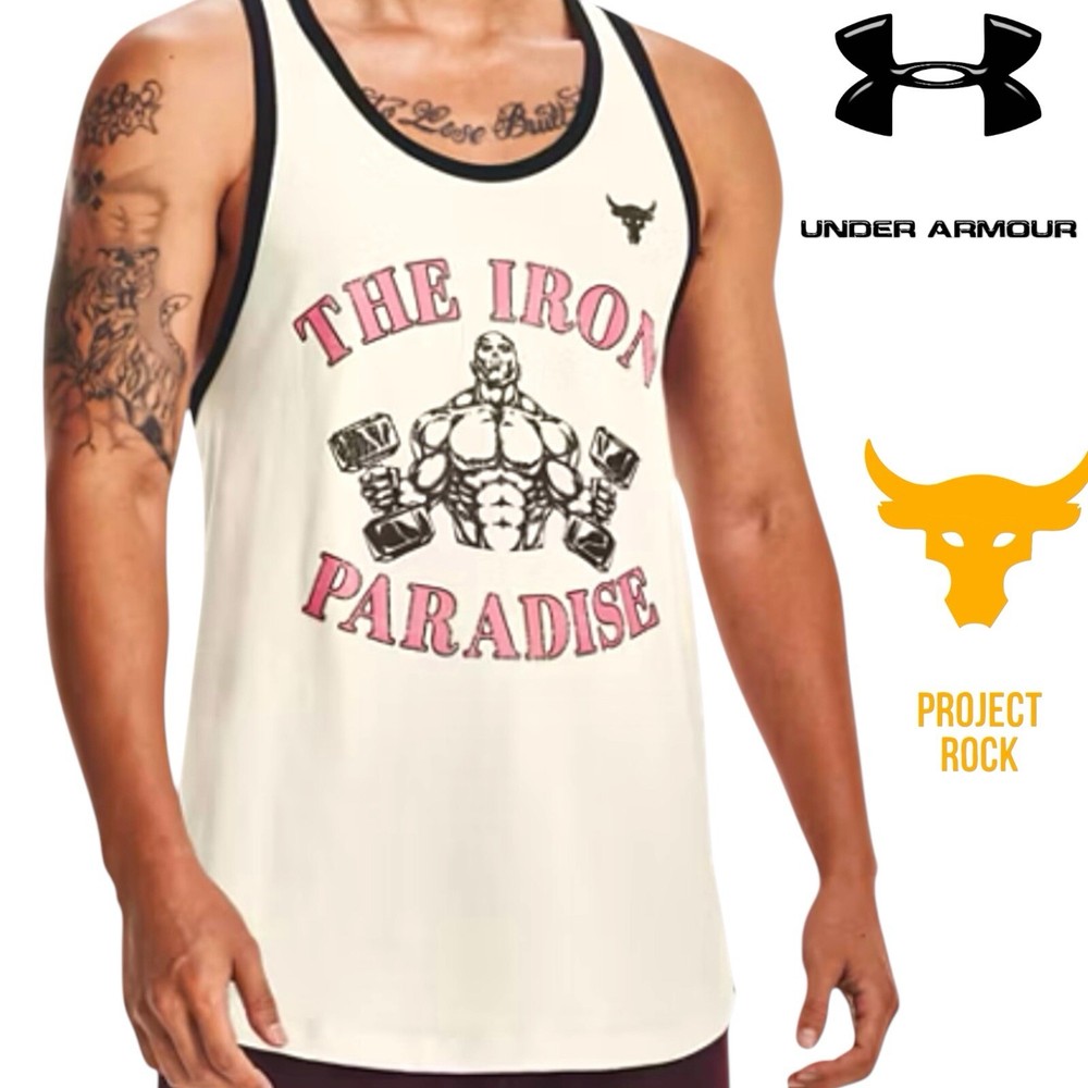 Under Armour Project Rock Tank Mens Sz L White The Iron Paradise Muscle Fitness