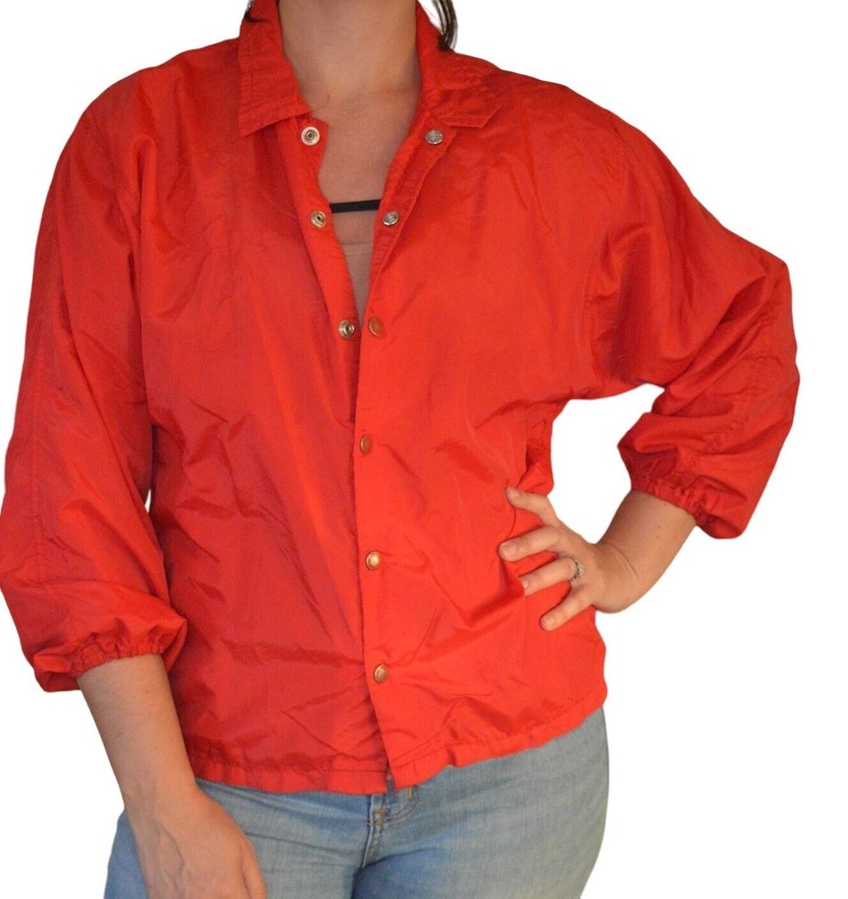 Vintage Russell Boys XL Cherry Red Nylon Windbreaker Jacket