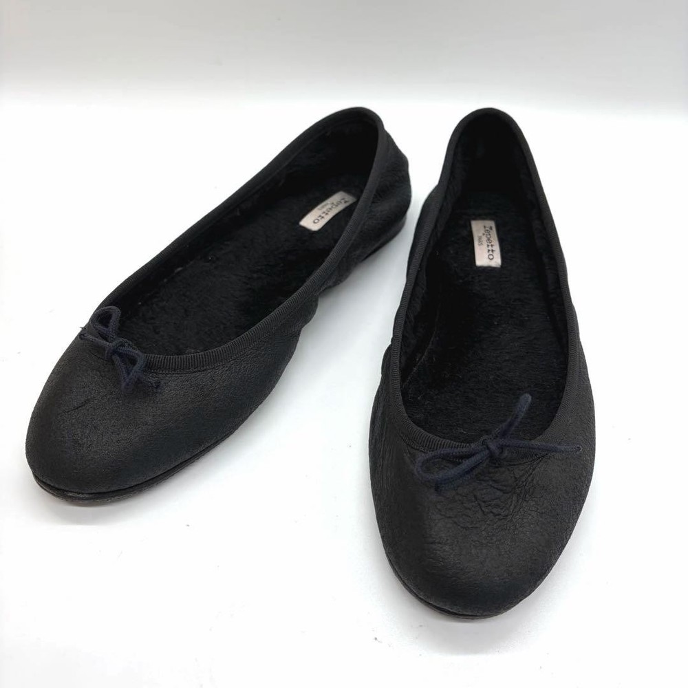 Rare Repetto Cendrillon Black Leather Ballet Flats Size 40 (US 9.5)