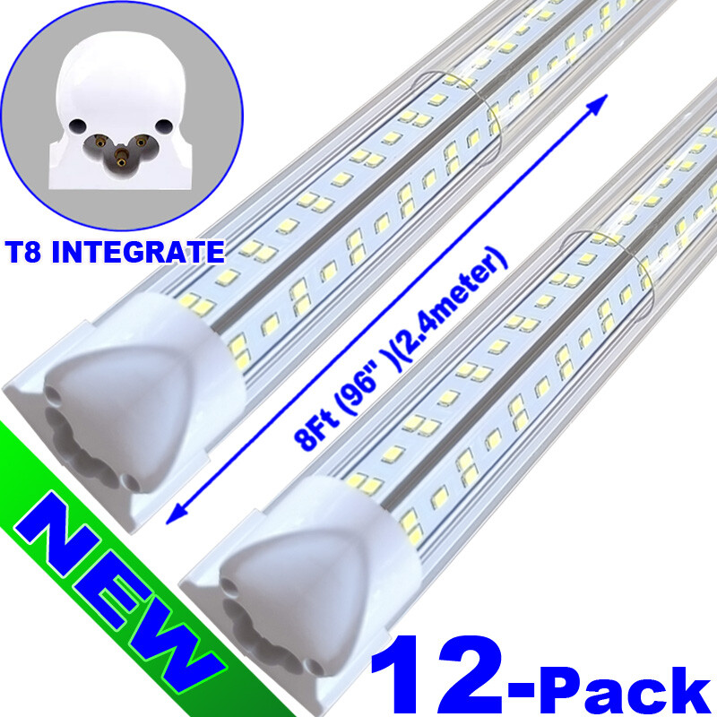 12PCS T8 8 FT LED Shop Light Fixture 144W 8ft LED Shop Lights 6500K 18000LM Bulb