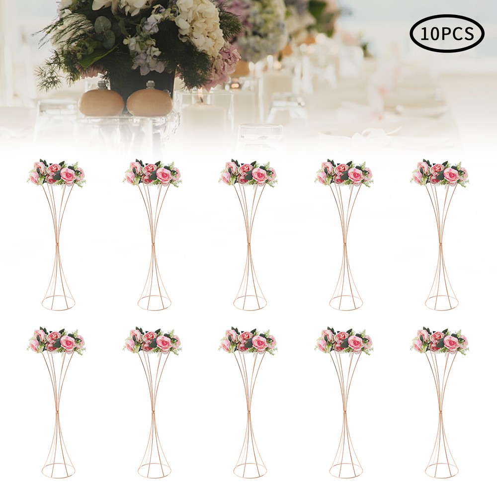 10Pcs Set Metal Wedding Flower Trumpet Vase Stand 31.5 inch Table Vases Decor US