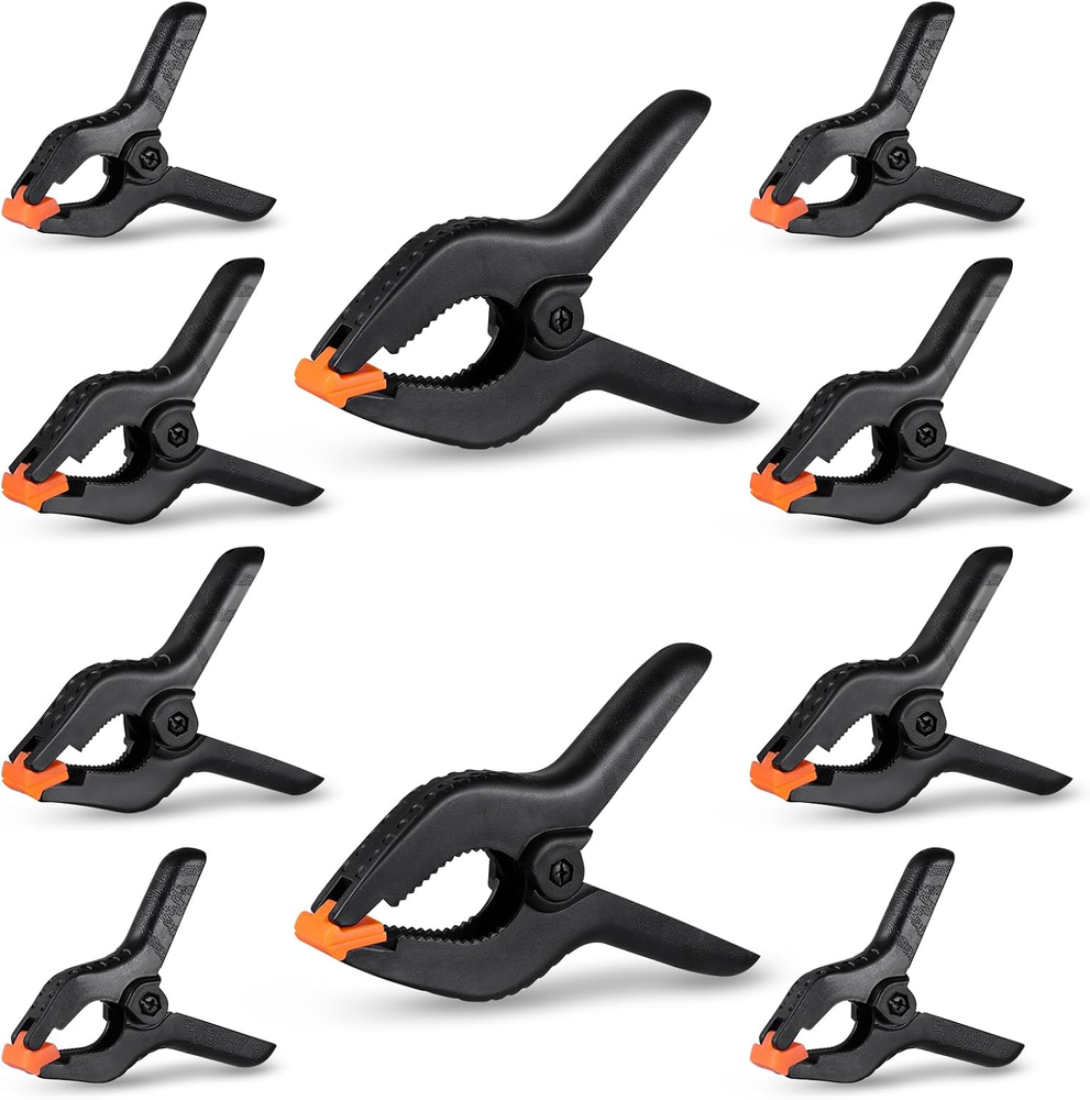 Heavy Duty 10-Pack Spring Clamps Plastic 6.5 Inch Assorted Sizes