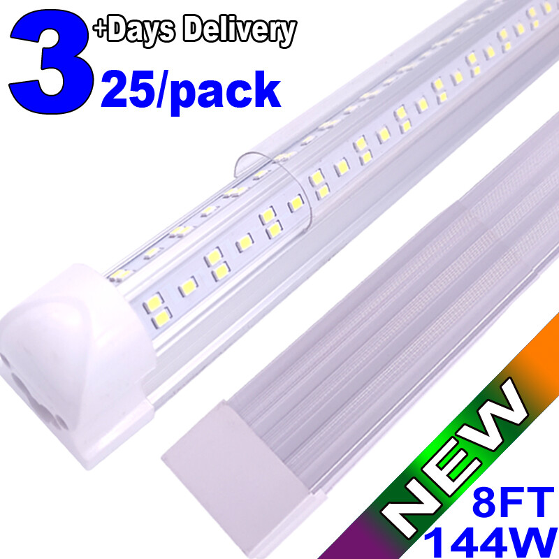 Paquete de 25 bombillas de tubo LED de 8 pies 144 W lámpara LED para tienda 6500K luz diurna