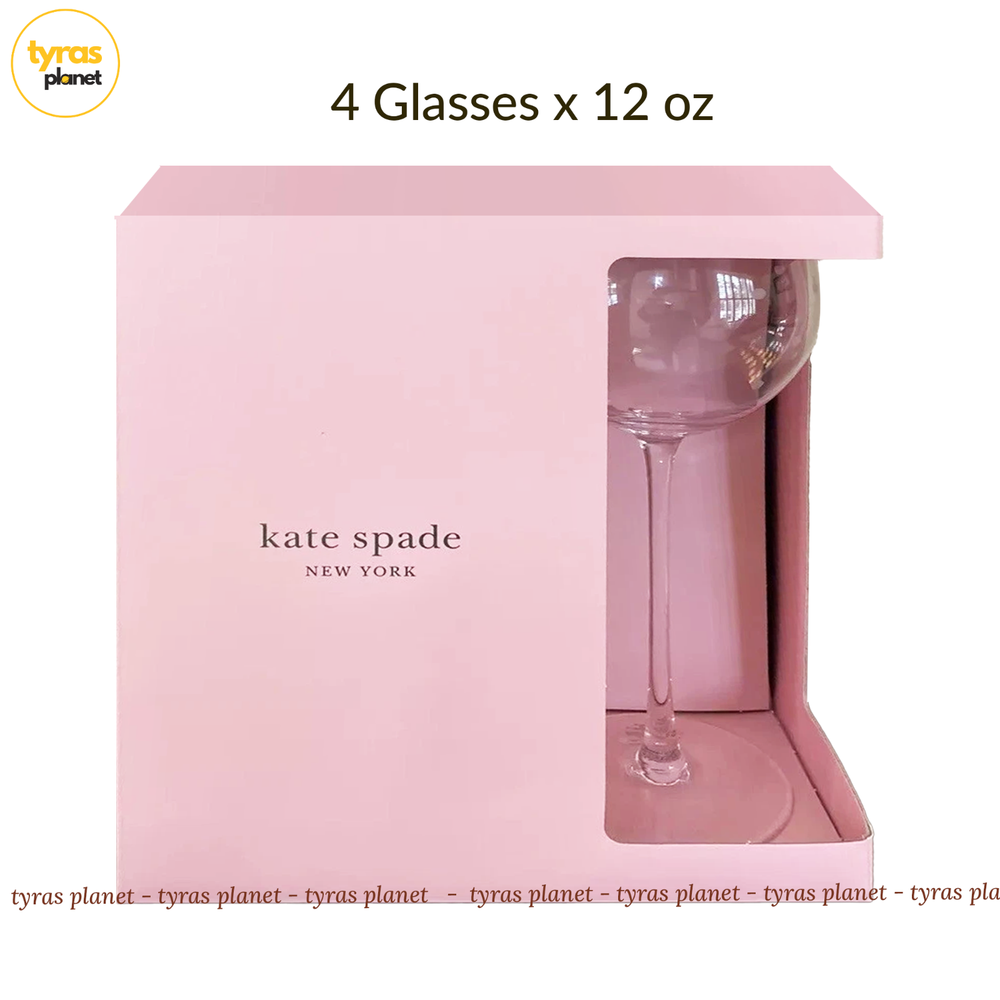 Kate Spade NY Lenox Larabee Polka Dot Balloon Wine Glasses Set of 4 New