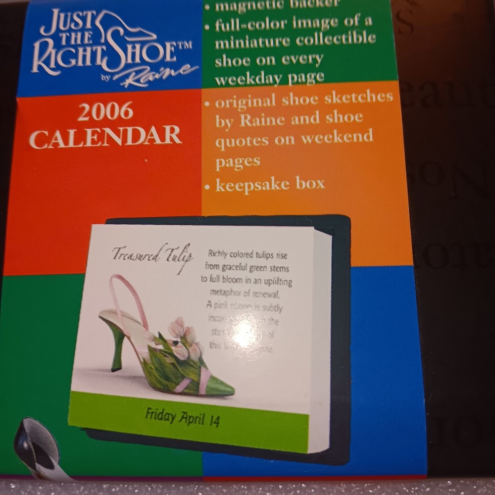 Just The Right Shoe 2006 Desk Calendar w/ Magnetic Backer In Keepsake Box, NEW