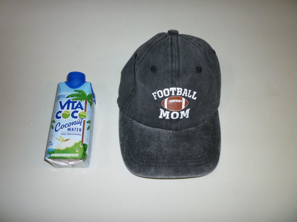 🧢 Football Mom Embroidered Hat – Black Cotton Adjustable Baseball Cap