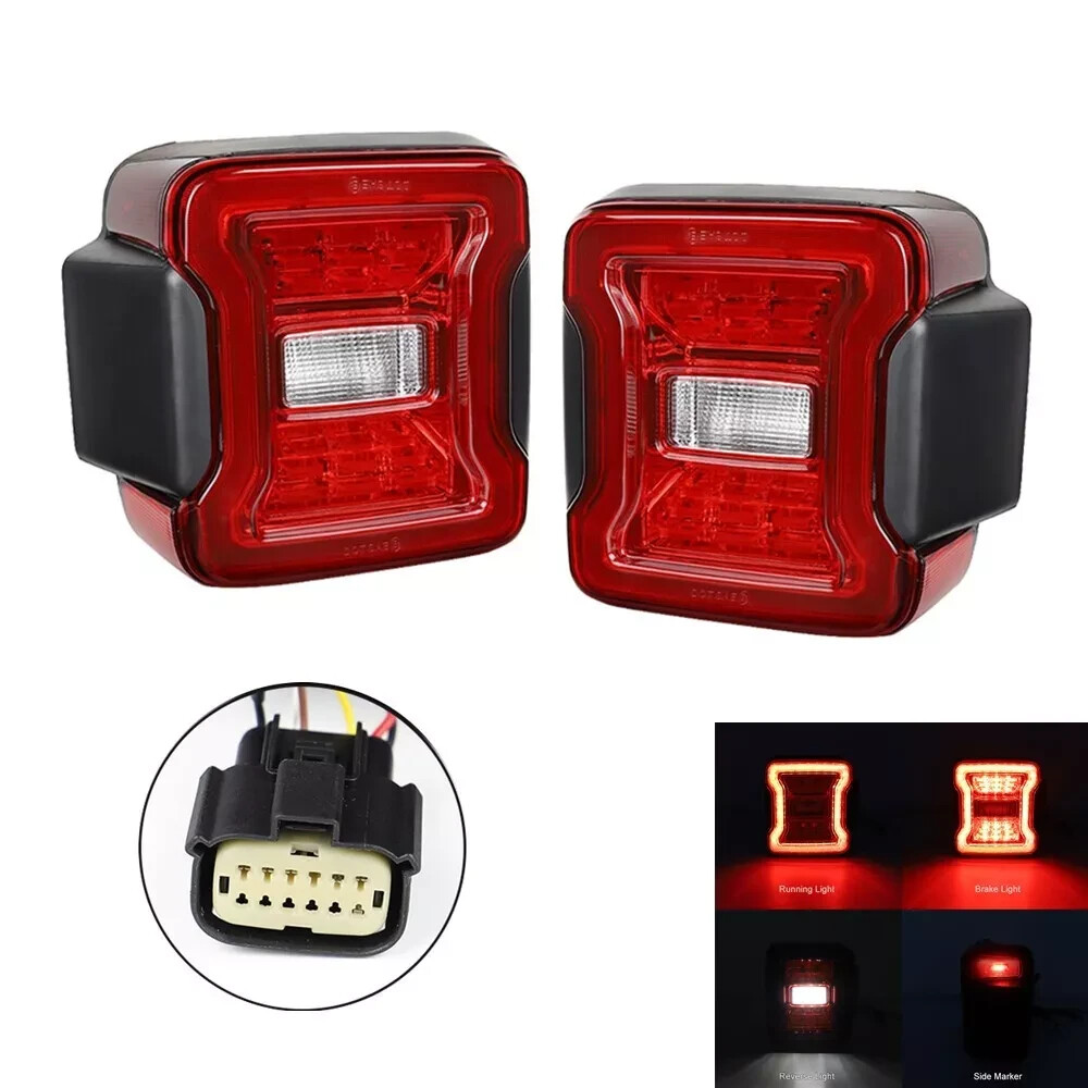Red LED Tail Lights Brake Lamp w/o Blind Spot for Jeep Wrangler JL 2018-2024