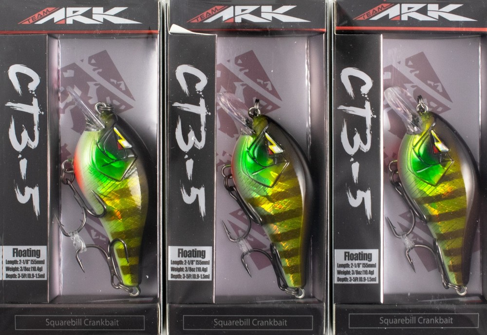 *LOT OF 3* TEAM ARK SQUAREBILL CT35 CRANKBAIT 3/8OZ CT3-5-18 GREEN GILL BM1226