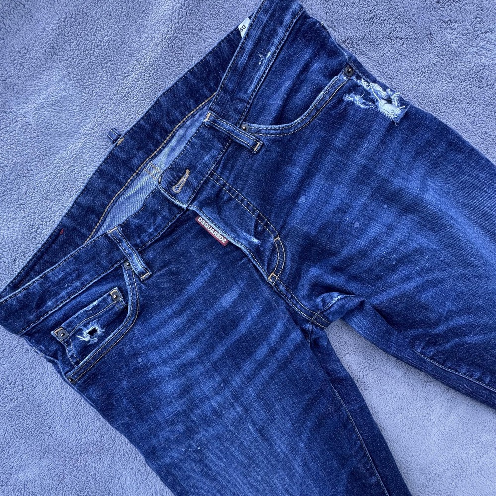 DSQUARED2 Jeans Mens 48 Blue Slim Made in Italy Distressed Button Fly S74LB0119