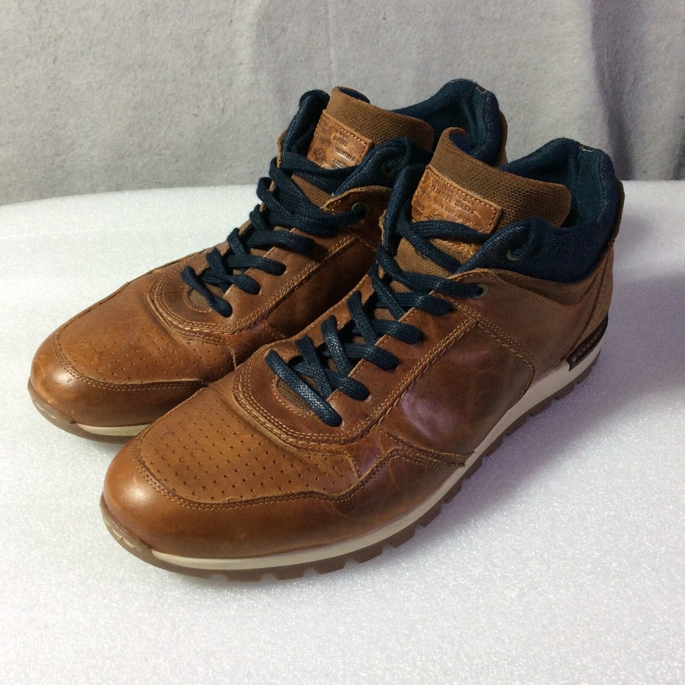 Men's Sz 12 Brown Bull Boxer Leather Hiking Shoes Handmade in Portugal