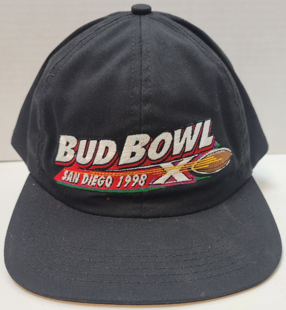 Bud Bowl 1998 San Diego Super Bowl Cap Hat Black Embroidered One-Size NWT