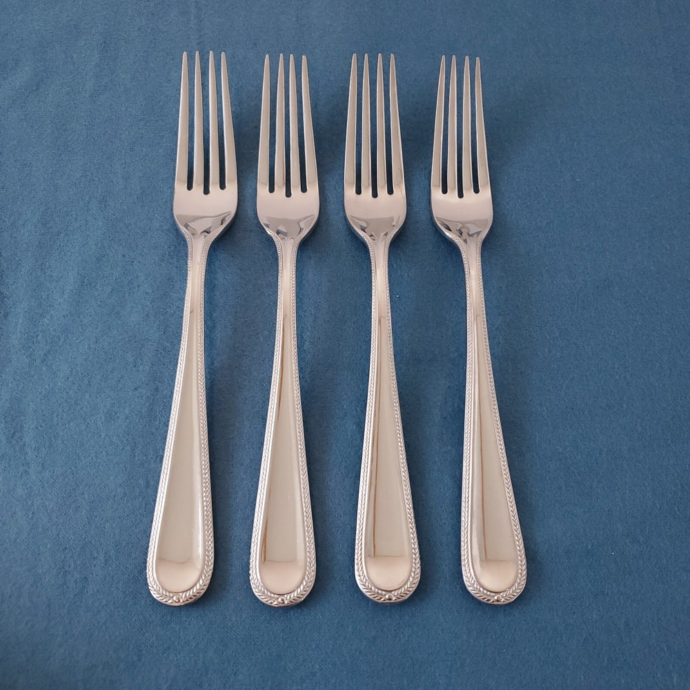 Set Of (4) Gorham BRAID 18/10  Dinner Forks Glossy Flatware 8 3/8