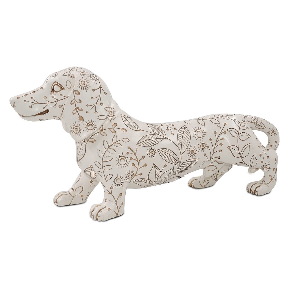 11'' Dachshund Statues, White Dog Figurines, Standing Wiener Dog Sculpture, P...