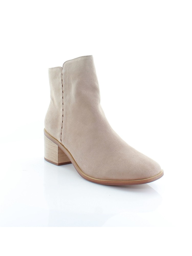 SPLENDID Womens Beige Comfort Avery Square Toe Block Heel Leather Booties 6 M