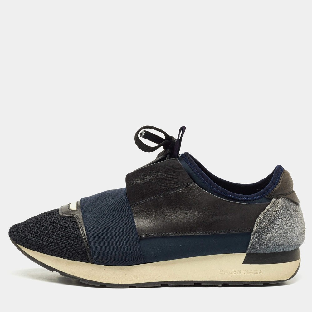 Balenciaga Tricolor Leather Suede and Mesh Race Runner Sneakers Size 40