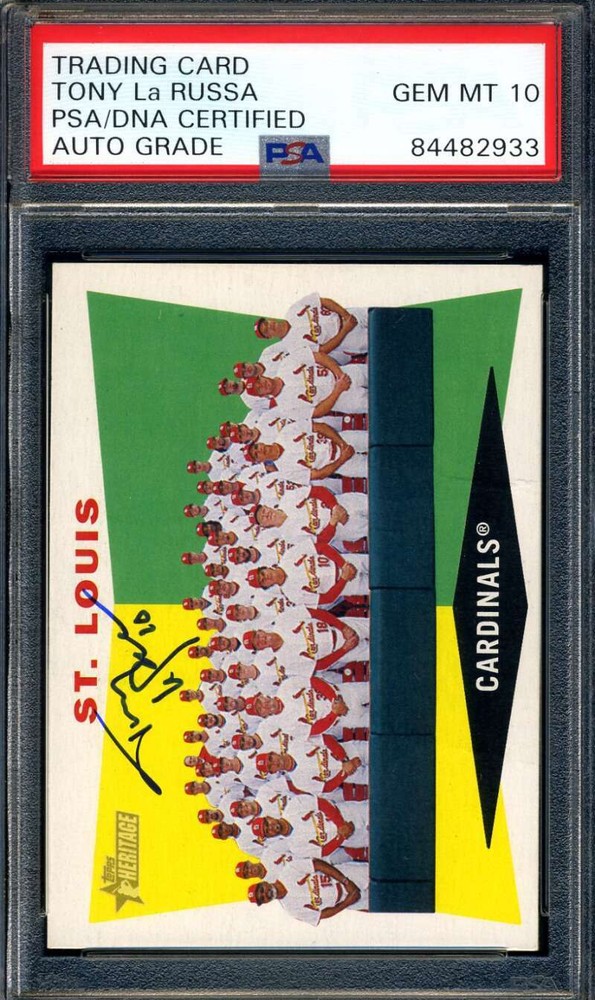 Tony La Russa Gem Mint 10 PSA DNA Coa Signed 2009 Topps Heritage Autograph
