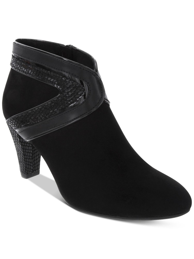KAREN SCOTT Womens Black Snake Multi-Media Padded Wendaa Almond Toe Booties 5 M