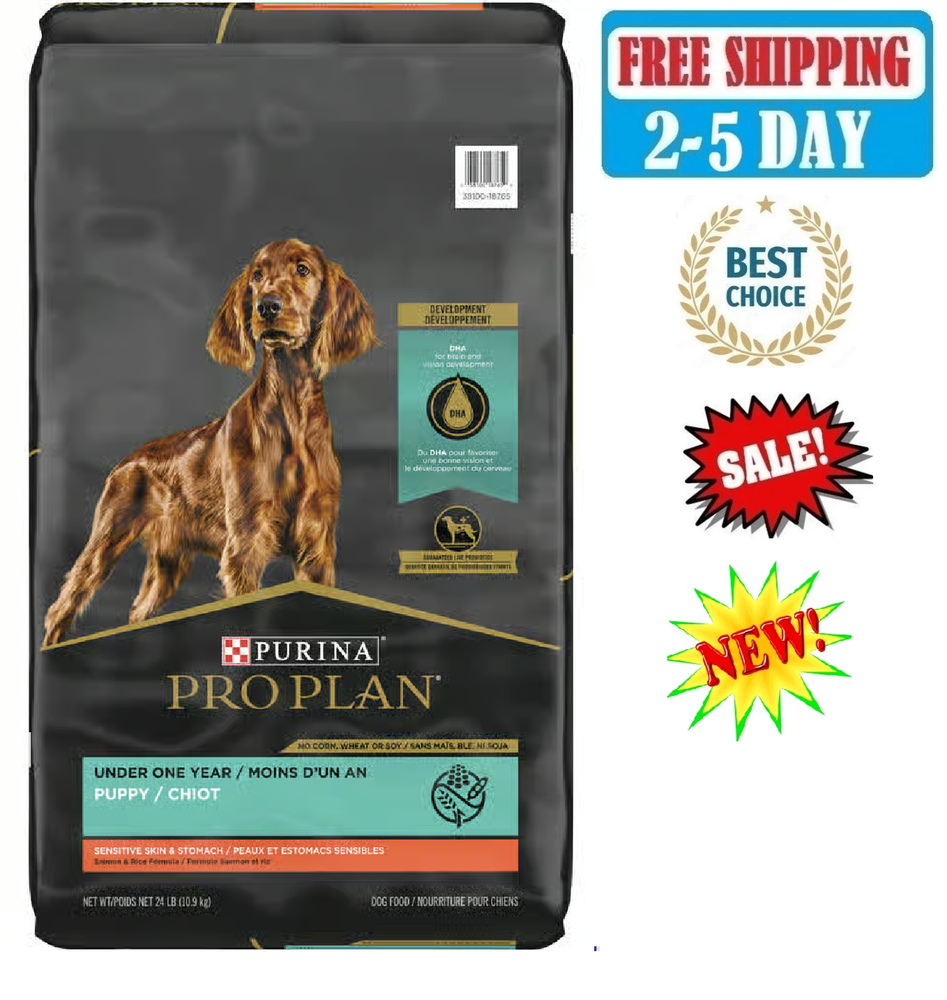 Purina Pro Plan Puppy Sensitive Skin & Stomach Salmon & Rice Dry Dog Food 24 lb