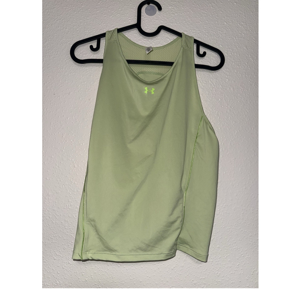 Under Armour HeatGear Women's Racerback Tank Top L Light Green Stretch