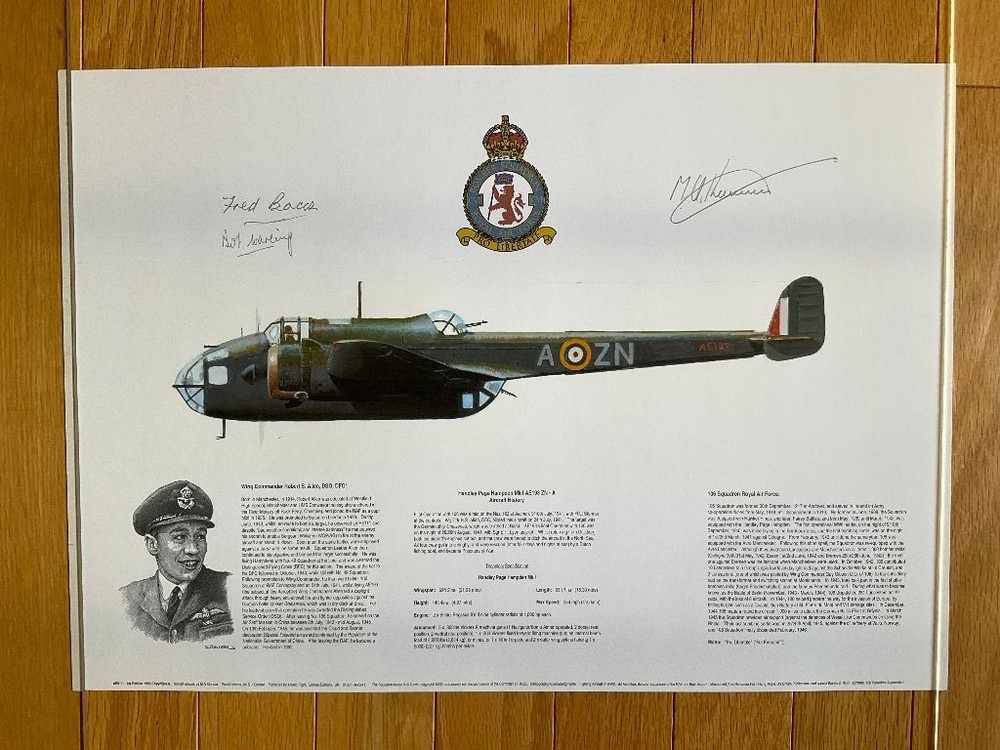 WWII RAF Bomber Print Signed by Artist & WWII Bomber Pilot