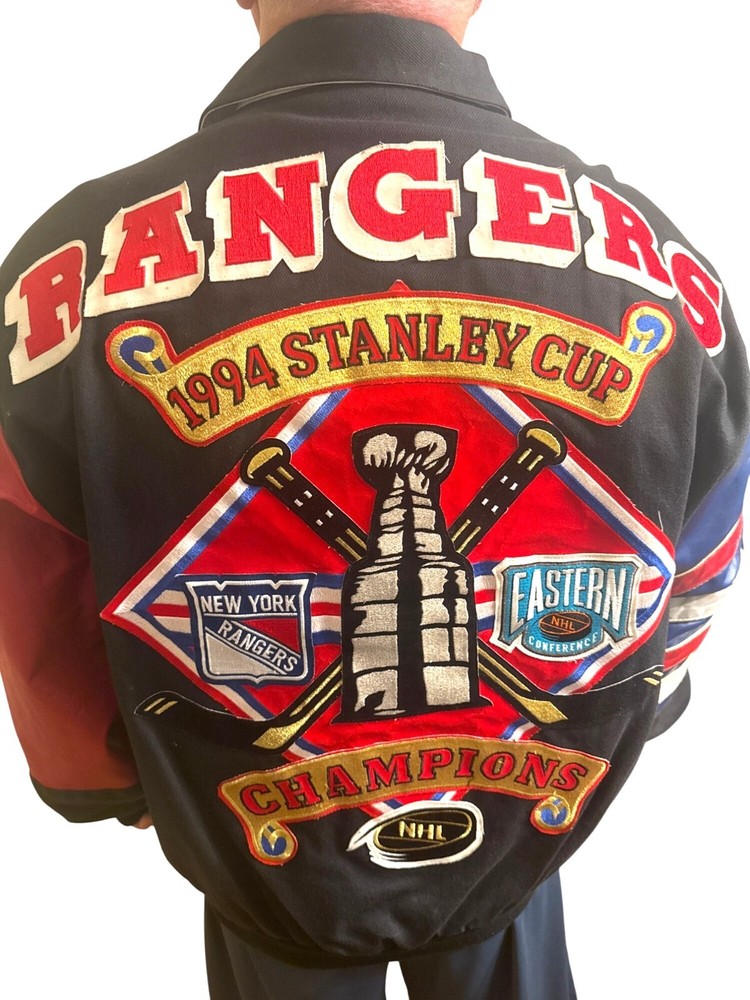 1994 NHL Rangers Stanley Cup Champions Jacket XL Jeff Hamilton Coat Black/Red