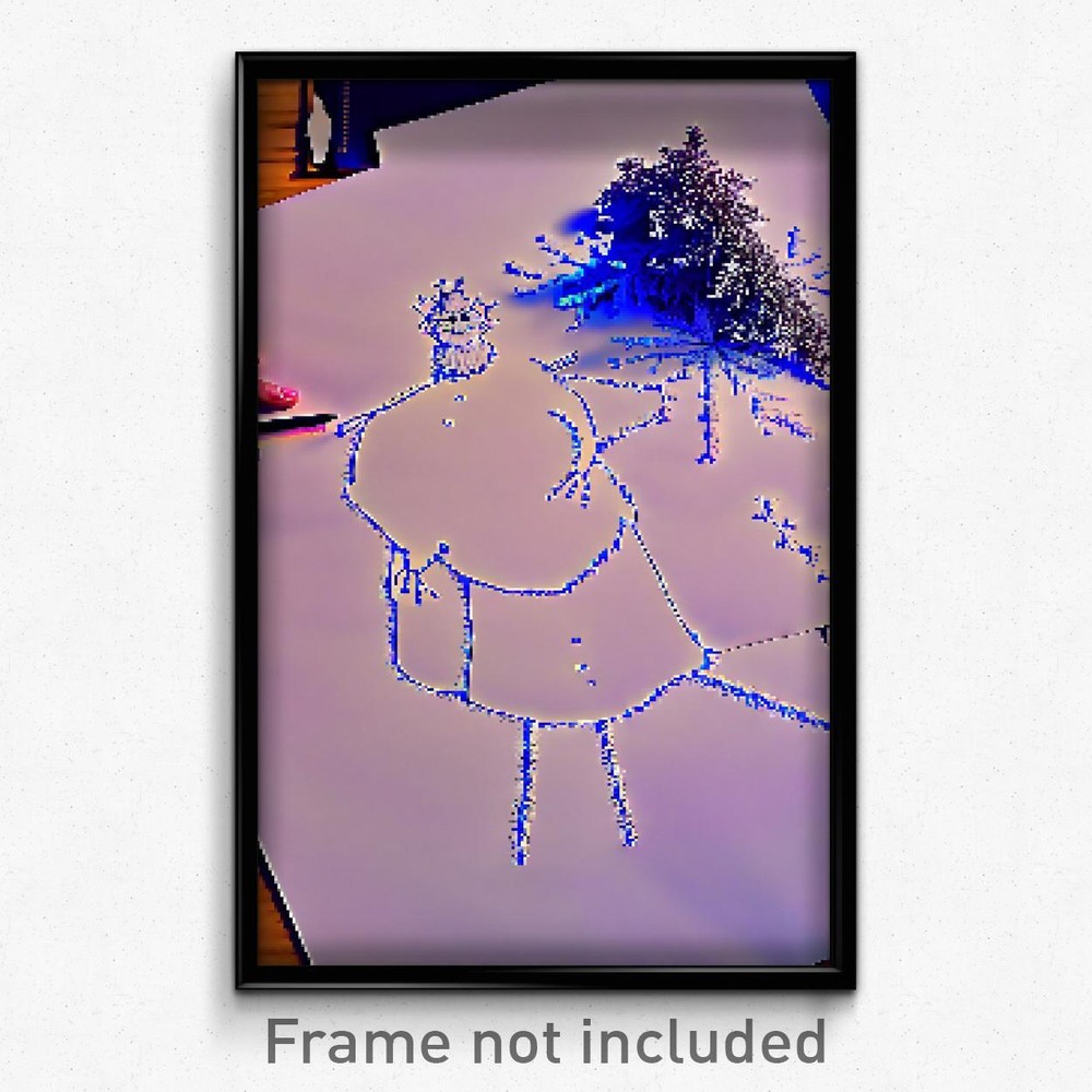 Pixel Art Poster - Frosty Drawing (8 Bit Psychedelic Trippy Video Game Print)