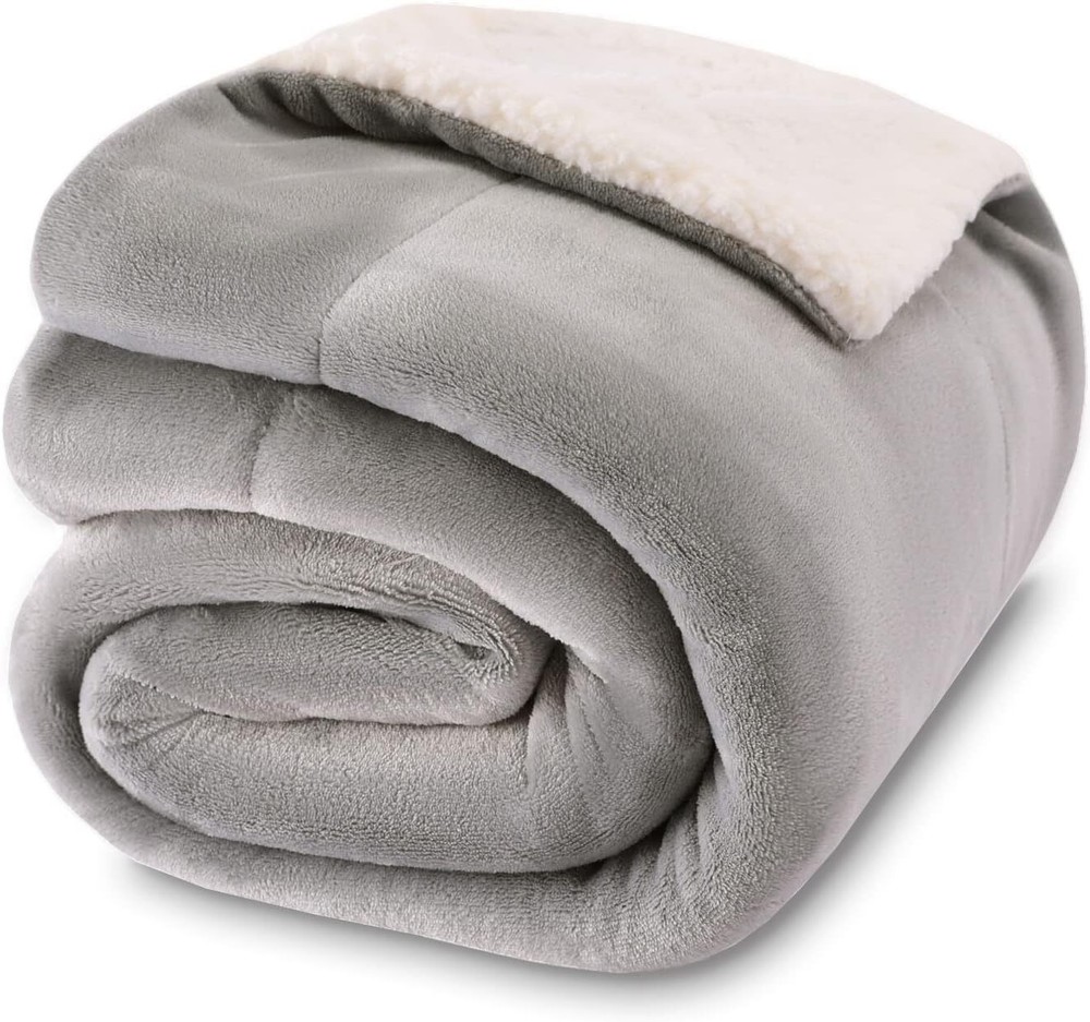 NANPIPER Baby Sherpa Blanket,Warm Toddler Throw Blanket,Soft Baby, Light Grey