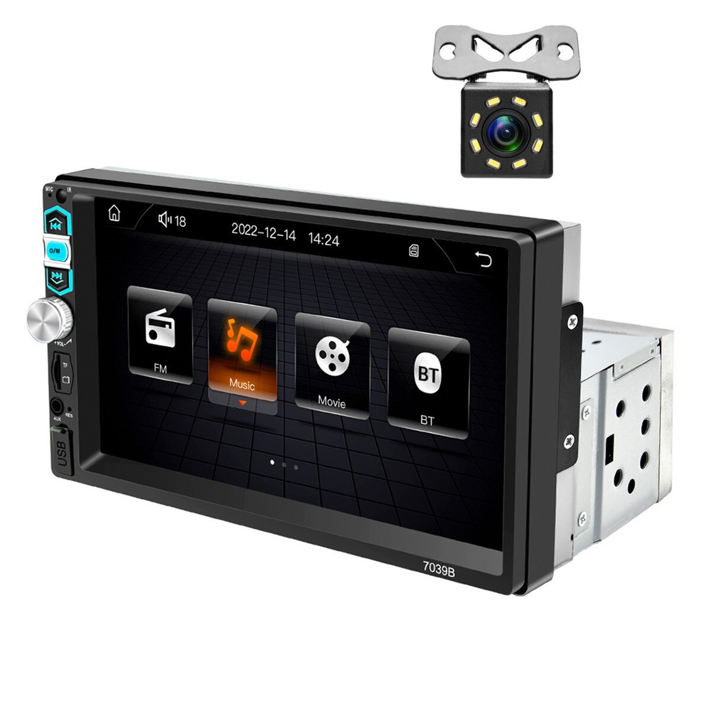 1 Din 7in Touch Screen Car Radio Stereo MP5 Player with FM BT Mirror Link Camera