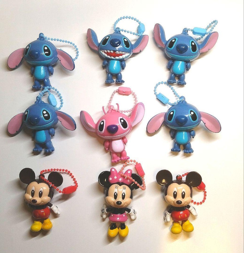 Disney Keychain figure lot of 9 Stitch Mickey Mouse Minnie Mouse Angel Goods