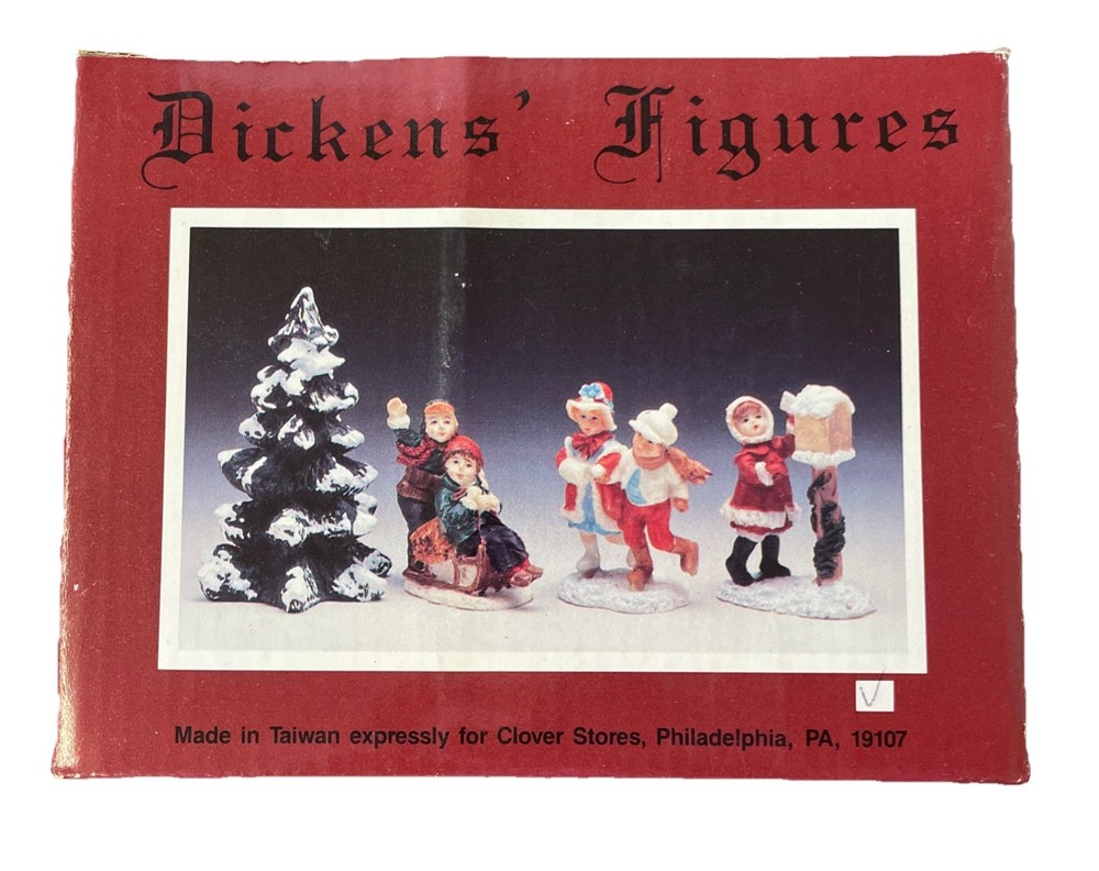 Victorian Dickens Children Sledding Skating Dropping Letter Scene