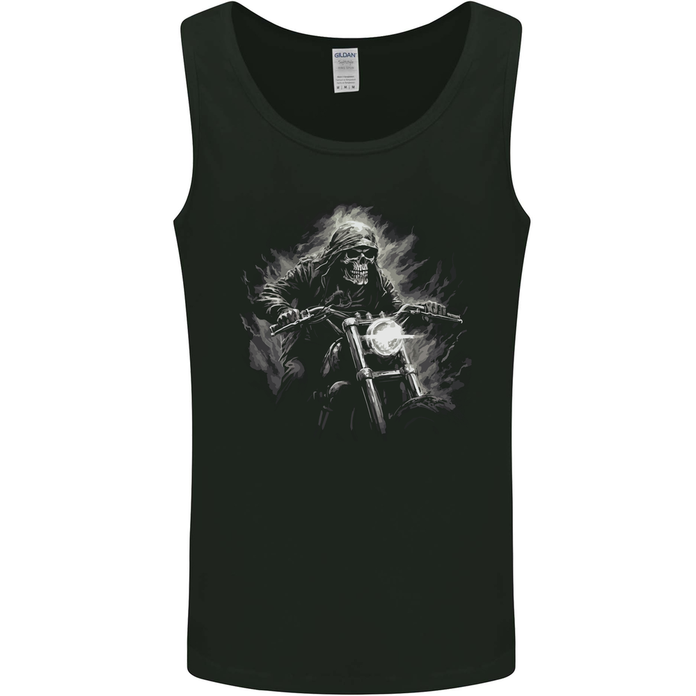 Skull Biker Motorcycle Motorbike Grim Reaper 5 Mens Vest Tank Top