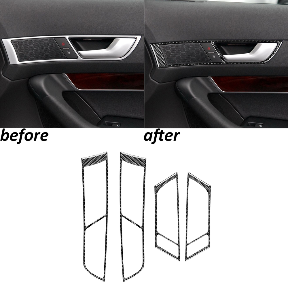 Real Carbon Fiber Interior Door Handle Panel Frame Trim For Audi A6 S6 C6 05-11