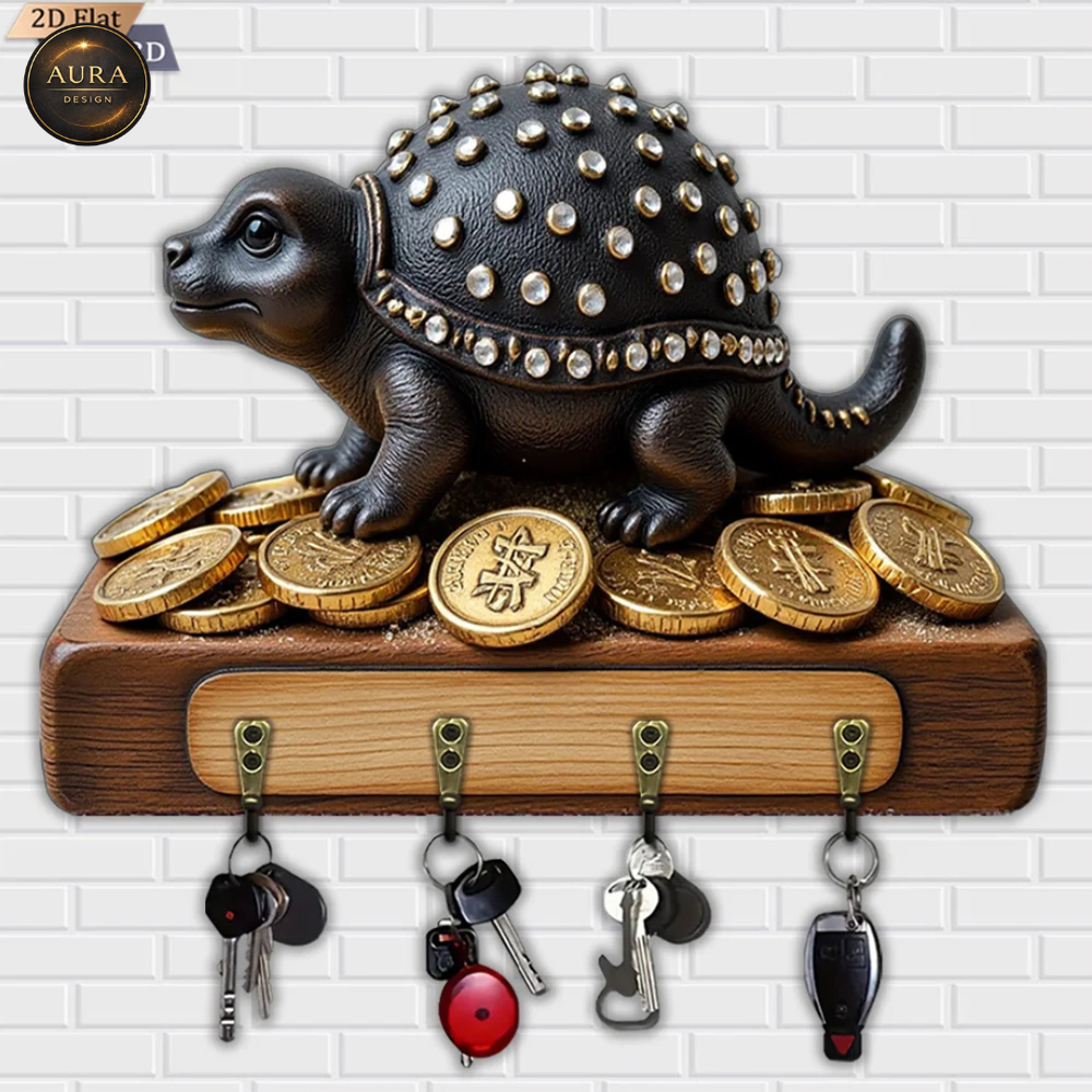 30cm Wall Key Holder – Golden Turtle 2D Organizer 4 Hooks Entrance