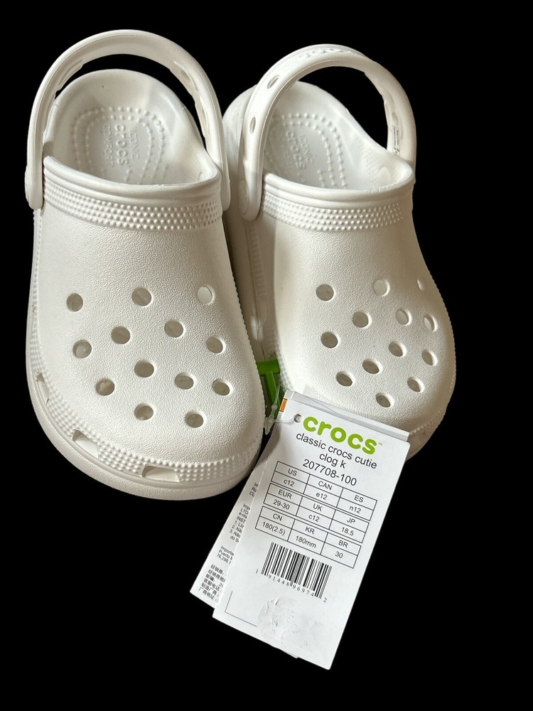 New CROCS Classic Cutie Clog K 207708-100 Kids Unisex White Sz c12