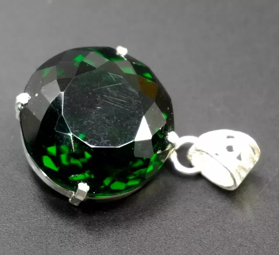 94.68 Ct Natural Tsavorite Green Garnet Pendant in 925 Sterling Silver