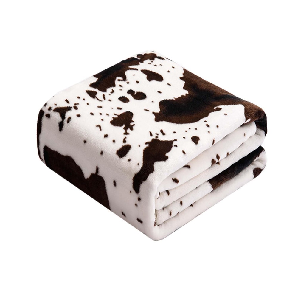 Brown Cow Printed Throw Blanket for Couch, Black and Brown Cow Pattern Throw ...