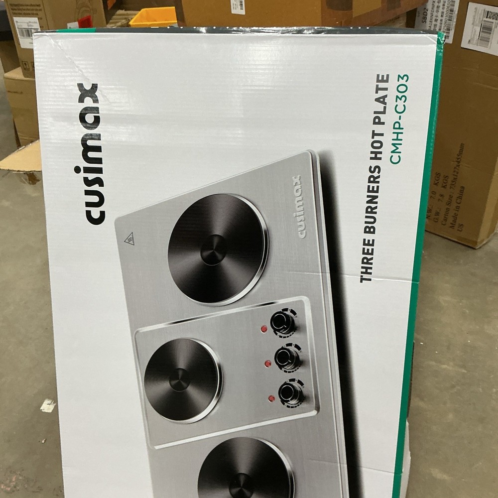 Cusimax Hot Plate Electric,Countertop Triple Infrared Burners, Silver