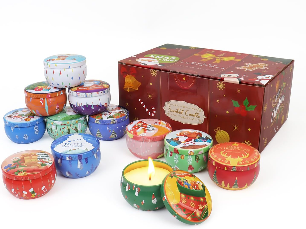 12 Pack Christmas Scented Candles, 2.5OZ Jar Candles, 12 Christmas Fragrances Sc