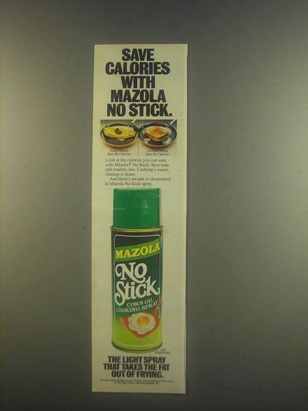 1985 Mazola No Stick Corn Oil Cooking Spray Ad