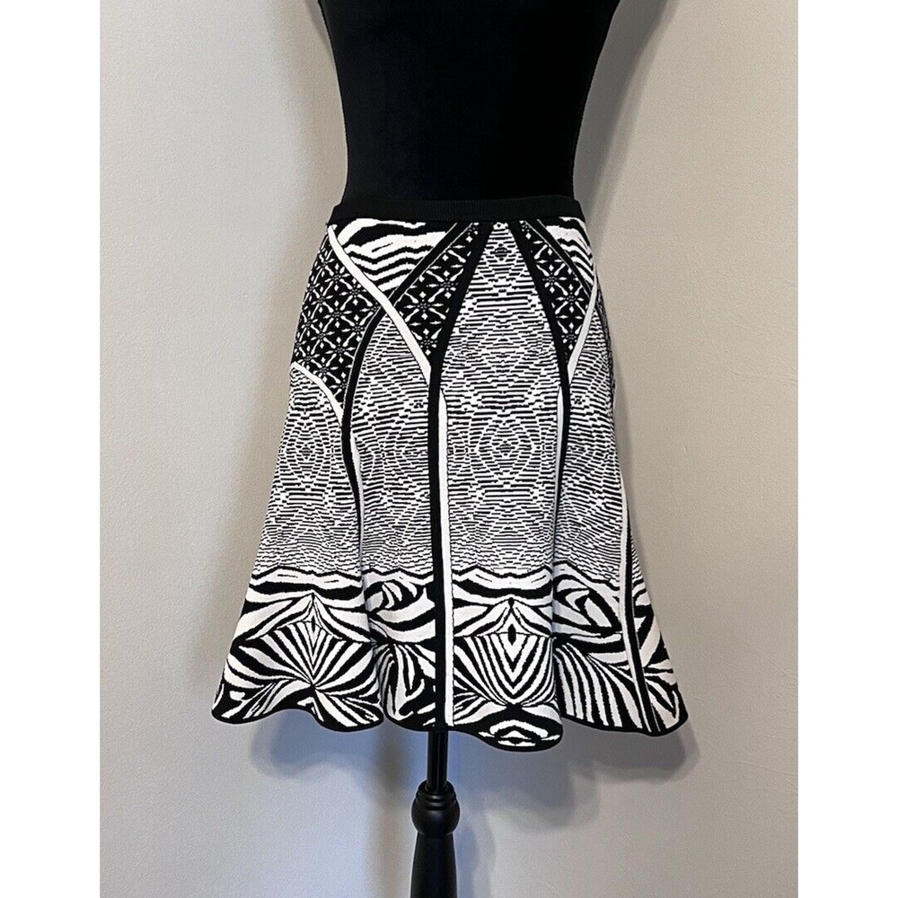 DVF Samara Zebra Tattoo Knit Stretch Skirt Small Funky Animal Print