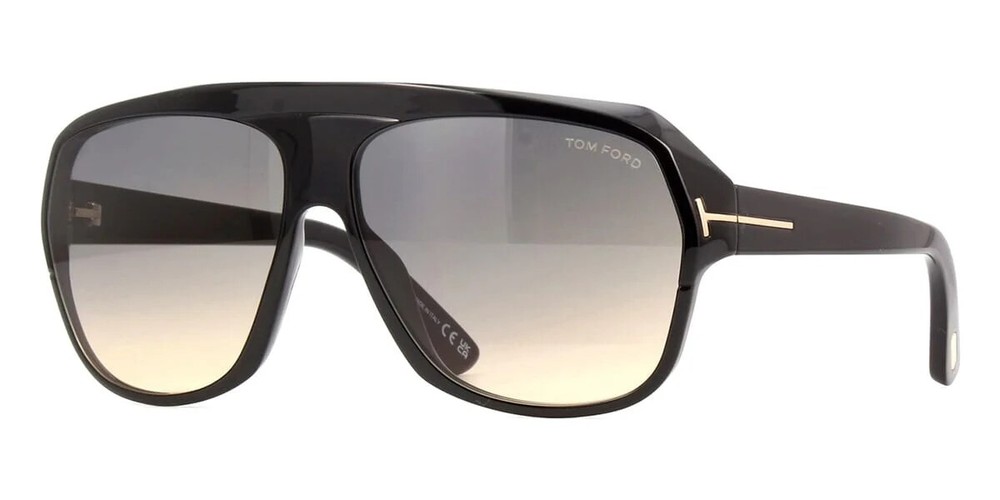 TOM FORD HAWKINGS FT 0908 01B Shiny Black Smoke Lens Sunglasses New