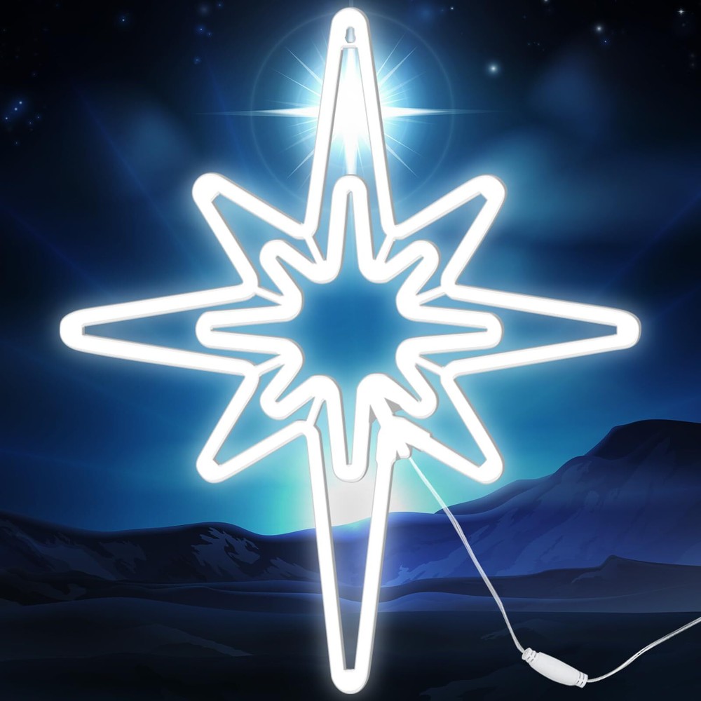 20 x 17.32 Inches LED Lighted Bethlehem Star Christmas Light, Christmas Silho...