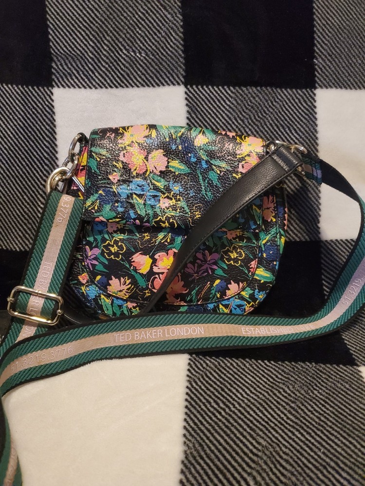 New Ted Baker Parceyy Flirty Texture Branded Webbing Crossbody Bag~ Multicolor