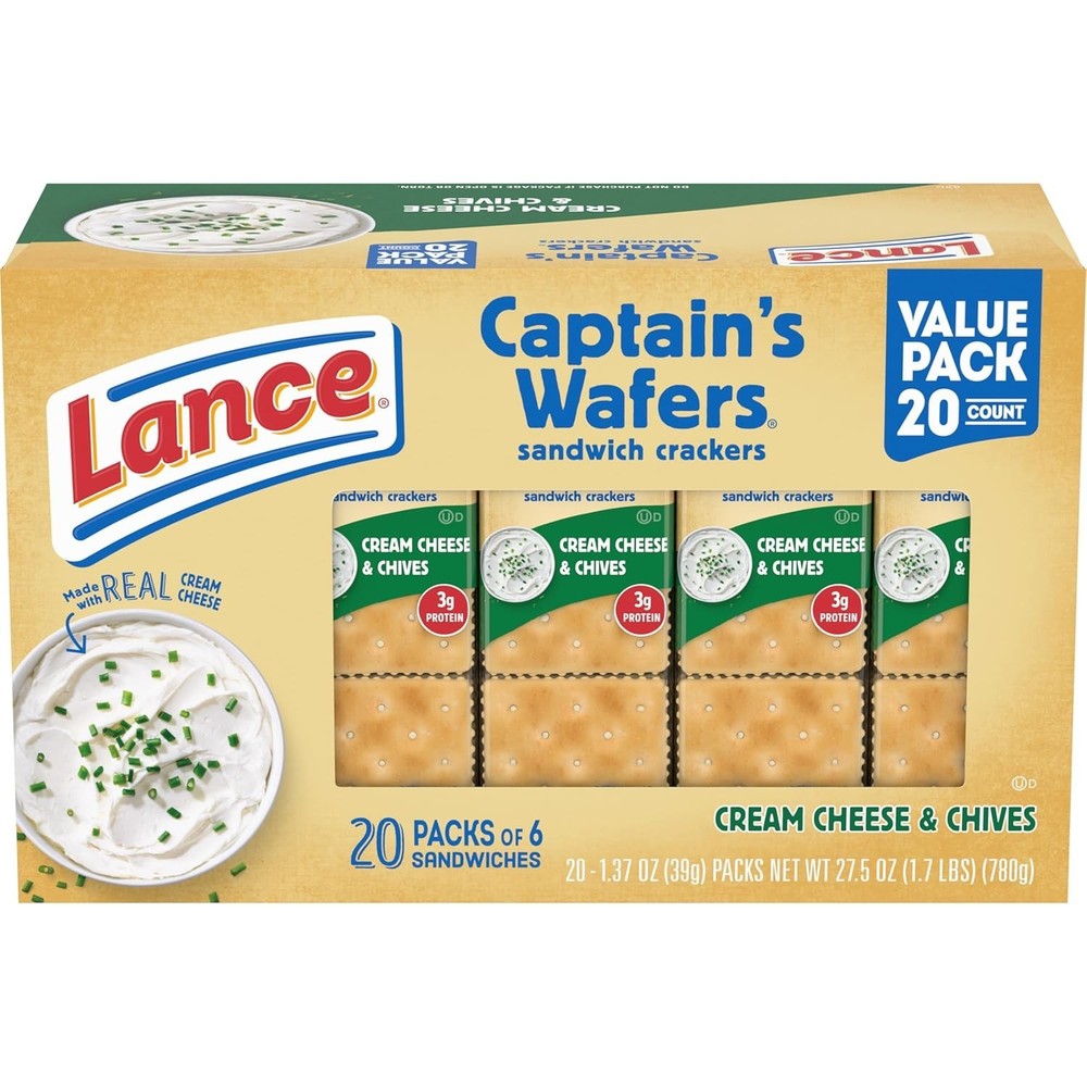 Lance Captain's Wafers Cream Cheese Chives Sandwich Crackers 20 Packs
