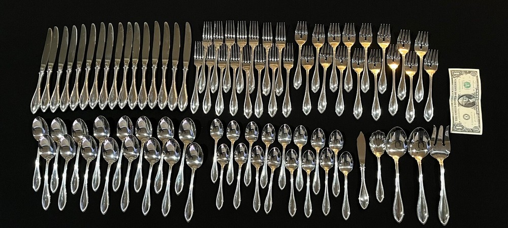 84 Pcs ONEIDA Arbor American Harmony Beaded Edge Stainless Flatware Lot USA