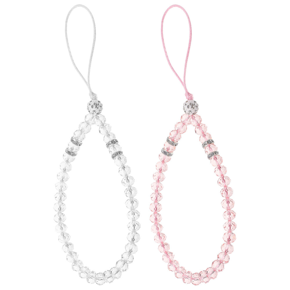 2 Pcs Rhinestone Mobile Phone Straps Case Accessory Premium Lanyard Miss