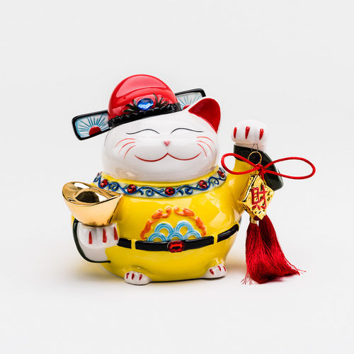 Welcome Happy Cat Chinese Good Luck ceramic Bank Lucky Cat Lunar New Year-image