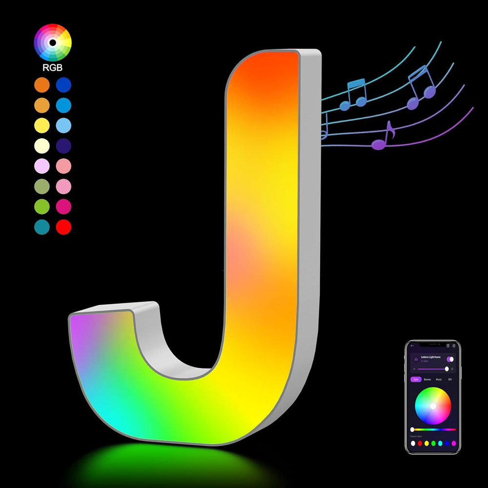 LED Light Up Letters - Colorful Changing Alphabet Night Light for Kids Gift