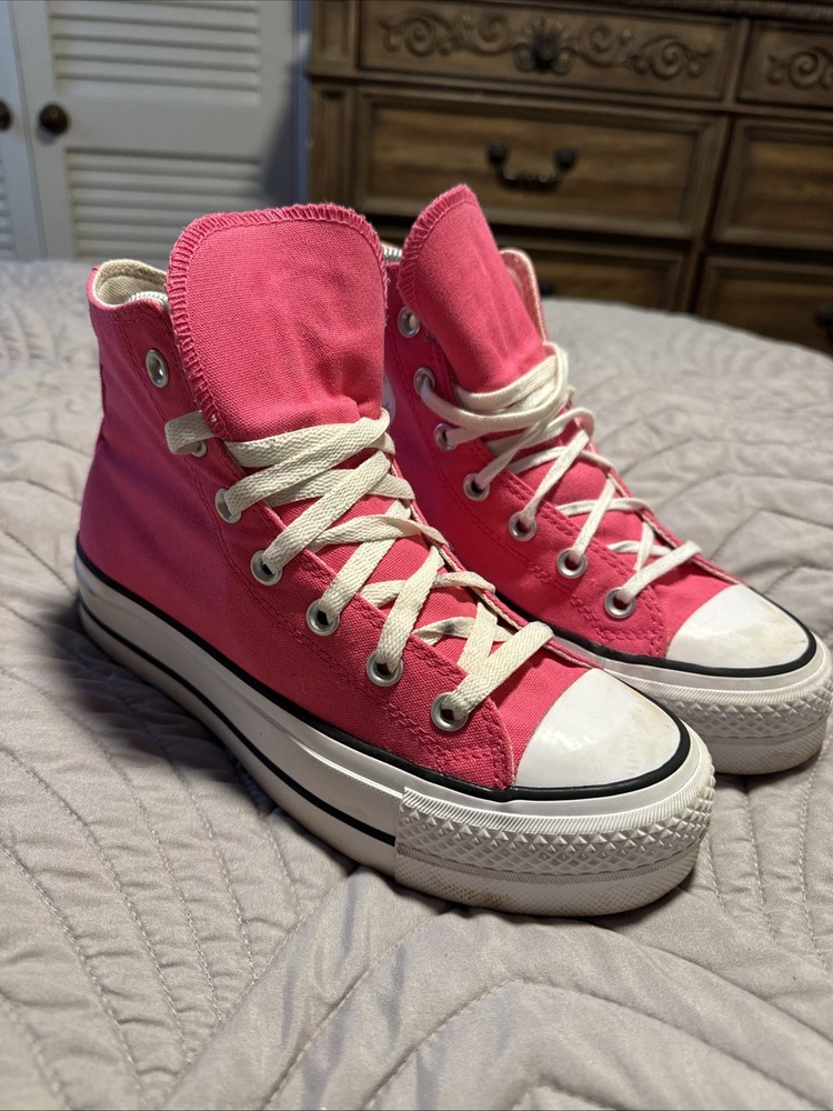 Converse Shoes Womens 7 CT All Star Lift Platform High Top Sneakers A05663F Pink